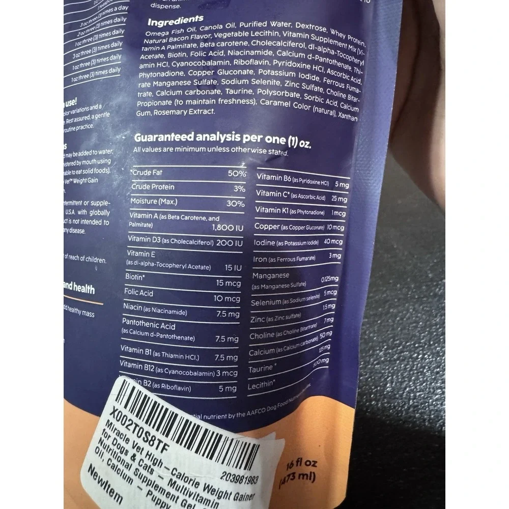 Miracle Vet High Calorie Weight Gainer‎ for Dogs & Cats - 2400 Calories